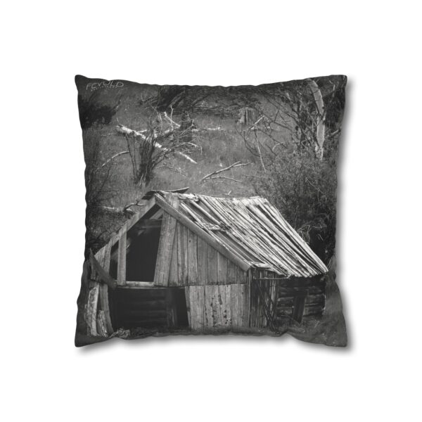 Uniquely Designed Faux Suede Square Pillowcase Featuring CABIN IN THE HILLS | Exclusive Photography by Fevold Photography - Image 5