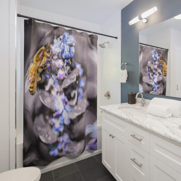 Shower Curtain featuring BUBBLE BEE, Exclusive Photo by Fevold Photography - Image 2