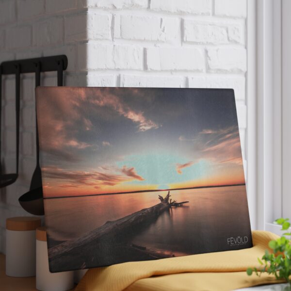 Textured, Tempered Glass Cutting Board Featuring DUSK AT SANDY BEACH | Exclusive Photography by Fevold Photography - Image 3