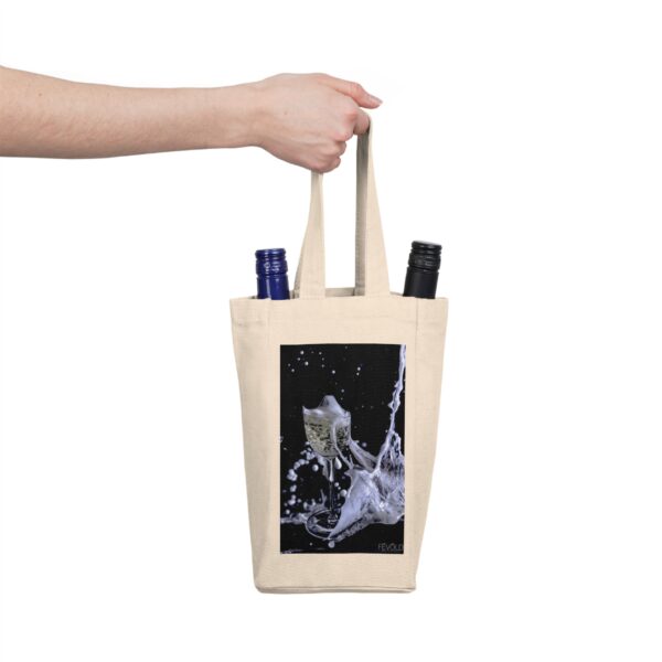 Double Wine Tote Bag featuring CHAMPAGNE SHATTERS, Exclusive Photo by Fevold Photography - Image 2