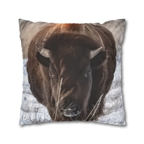 Uniquely Designed Faux Suede Square Pillowcase Featuring NORTH DAKOTA ICON | Exclusive Photography by Fevold Photography - Image 3