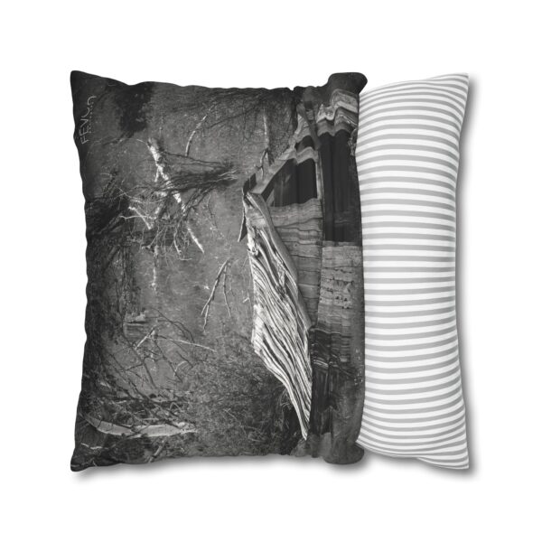 Uniquely Designed Faux Suede Square Pillowcase Featuring CABIN IN THE HILLS | Exclusive Photography by Fevold Photography - Image 4