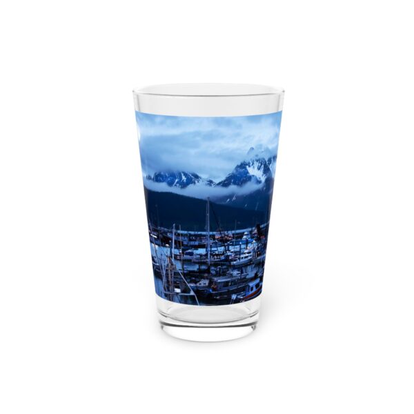 Pint Glass (16oz), Featuring MOONLIGHT OVER SEWARD | Exclusive photography by Fevold Photography - Image 3