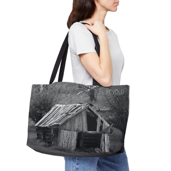 The Weekender Tote Bag.  Featuring CABIN IN THE HILLS | Exclusive Photography by Fevold Photography