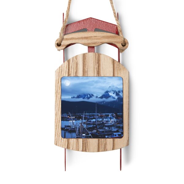 Sled Ornament featuring MOONLIGHT OVER SEWARD, Exclusive Photo by Fevold Photography - Image 4