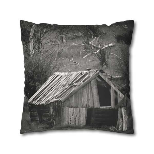 Uniquely Designed Faux Suede Square Pillowcase Featuring CABIN IN THE HILLS | Exclusive Photography by Fevold Photography - Image 3