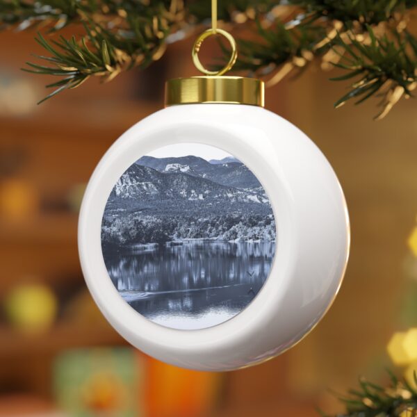 Christmas Ball Ornament featuring A TROUT TAKES FLIGHT, Exclusive Photo by Fevold Photography - Image 3