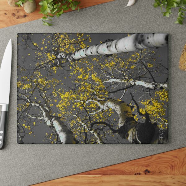 Textured, Tempered Glass Cutting Board Featuring GOLDEN STARS OF AUTUMN | Exclusive Photography by Fevold Photography - Image 2