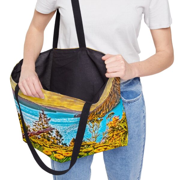 The Weekender Tote Bag.  Featuring SUNRISE OVER LAKE COEUR d'ALENE | Exclusive Photography by Fevold Photography