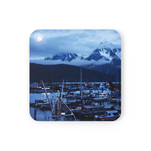 Cork Back Coaster featuring MOONLIGHT OVER SEWARD | Exclusive Photo by Fevold Photography