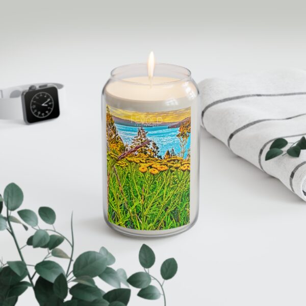 Scented Candle, 13.75oz Featuring SUNRISE OVER LAKE COEUR d'ALENE| Exclusive Photography by Fevold Photography - Image 5