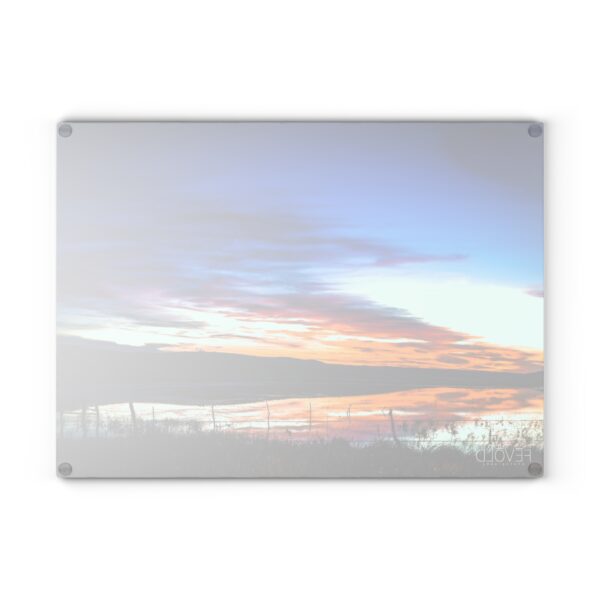 Textured, Tempered Glass Cutting Board Featuring SANDHILLS SUNSET | Exclusive Photography by Fevold Photography - Image 4