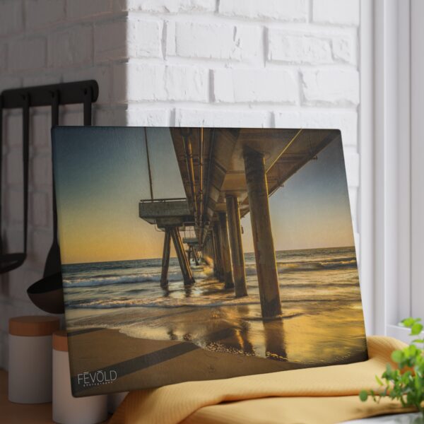 Textured, Tempered Glass Cutting Board Featuring GOLDEN HOUR AT VENICE BEACH | Exclusive Photography by Fevold Photography - Image 3