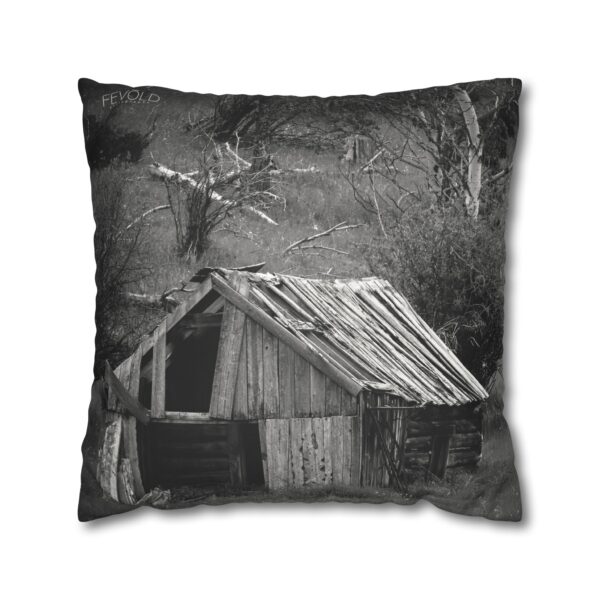 Uniquely Designed Faux Suede Square Pillowcase Featuring CABIN IN THE HILLS | Exclusive Photography by Fevold Photography