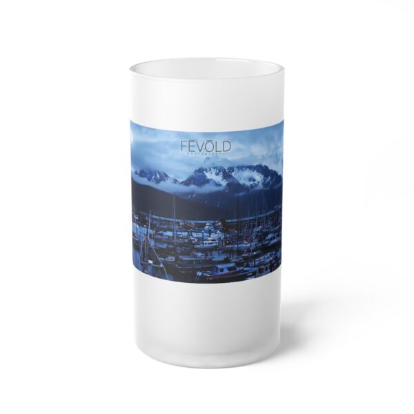 Frosted Glass Beer Mug Featuring MOONLIGHT OVER SEWARD | Exclusive Photography by Fevold Photography