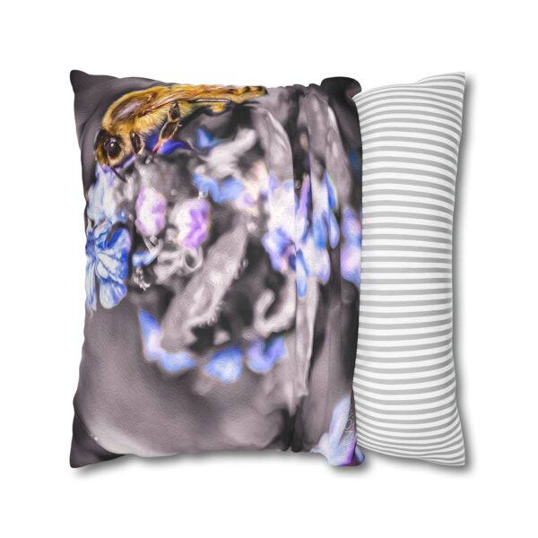 Uniquely Designed Faux Suede Square Pillowcase Featuring BUBBLE BEE | Exclusive Photography by Fevold Photography - Image 3