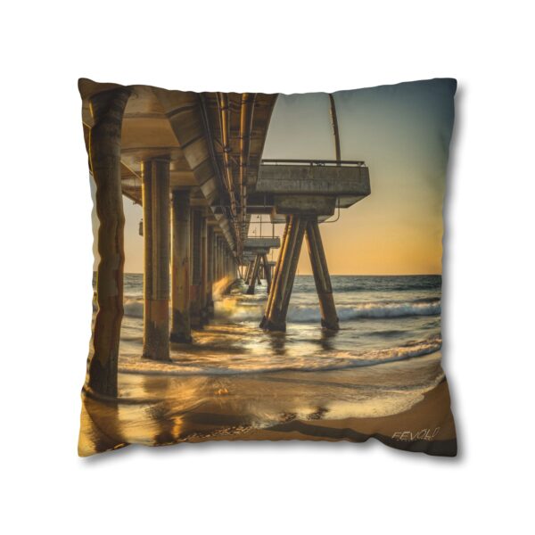 Uniquely Designed Faux Suede Square Pillowcase Featuring GOLDEN HOUR AT VENICE BEACH | Exclusive Photography by Fevold Photography - Image 13