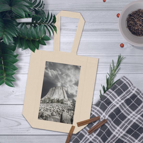 Double Wine Tote Bag featuring DEVIL'S TOWER | Exclusive Photo by Fevold Photography - Image 3