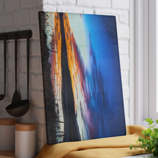 Textured, Tempered Glass Cutting Board Featuring SANDHILLS SUNSET | Exclusive Photography by Fevold Photography - Image 2