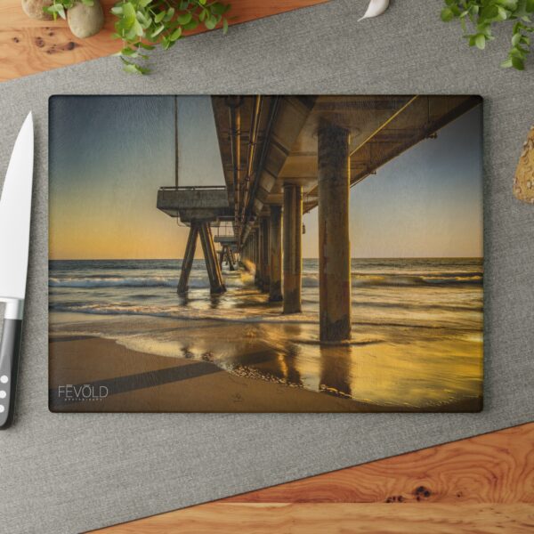 Textured, Tempered Glass Cutting Board Featuring GOLDEN HOUR AT VENICE BEACH | Exclusive Photography by Fevold Photography