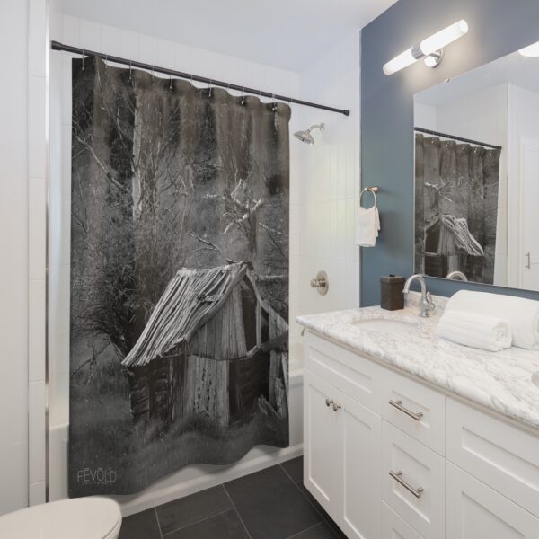 Shower Curtain featuring CABIN IN THE HILLS | Exclusive Photo by Fevold Photography - Image 3