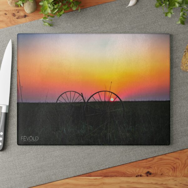 Textured, Tempered Glass Cutting Board Featuring DUSK IN NEBRASKA | Exclusive Photography by Fevold Photography