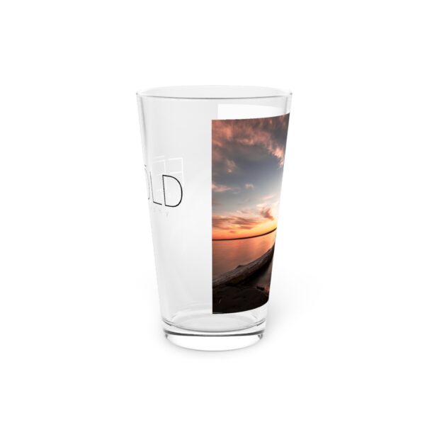 Pint Glass (16oz), Featuring DUSK AT SANDY BEACH | Exclusive photography by Fevold Photography - Image 4