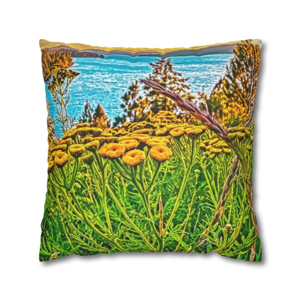 Uniquely Designed Faux Suede Square Pillowcase Featuring SUNRISE OVER LAKE COEUR d'ALENE | Exclusive Photography by Fevold Photography - Image 2