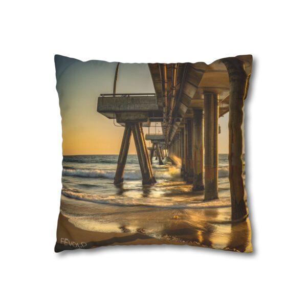 Uniquely Designed Faux Suede Square Pillowcase Featuring GOLDEN HOUR AT VENICE BEACH | Exclusive Photography by Fevold Photography - Image 7