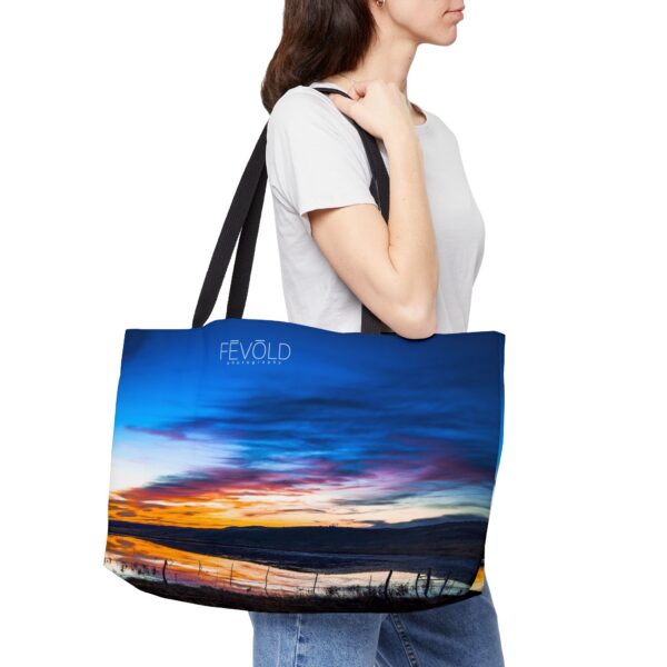 The Weekender Tote Bag.  Featuring SANDHILLS SUNSET | Exclusive Photography by Fevold Photography