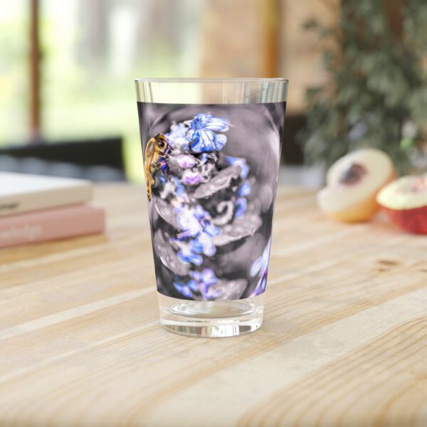 Pint Glass (16oz), Featuring BUBBLE BEE | Exclusive photography by Fevold Photography