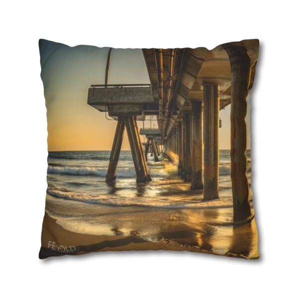 Uniquely Designed Faux Suede Square Pillowcase Featuring GOLDEN HOUR AT VENICE BEACH | Exclusive Photography by Fevold Photography