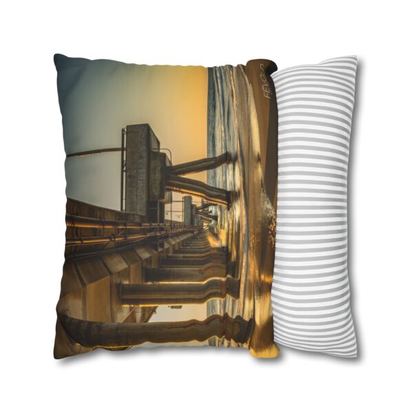 Uniquely Designed Faux Suede Square Pillowcase Featuring GOLDEN HOUR AT VENICE BEACH | Exclusive Photography by Fevold Photography - Image 3