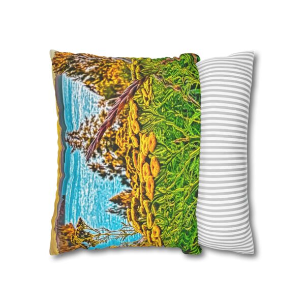 Uniquely Designed Faux Suede Square Pillowcase Featuring SUNRISE OVER LAKE COEUR d'ALENE | Exclusive Photography by Fevold Photography - Image 10