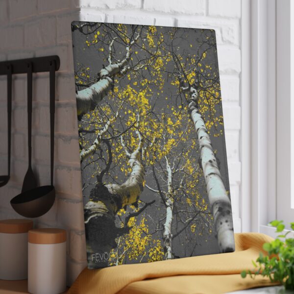 Textured, Tempered Glass Cutting Board Featuring GOLDEN STARS OF AUTUMN | Exclusive Photography by Fevold Photography