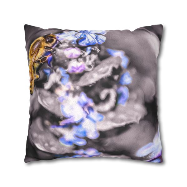 Uniquely Designed Faux Suede Square Pillowcase Featuring BUBBLE BEE | Exclusive Photography by Fevold Photography