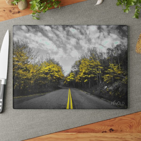 Textured, Tempered Glass Cutting Board Featuring LAST GLIMPSE OF AUTUMN | Exclusive Photography by Fevold Photography