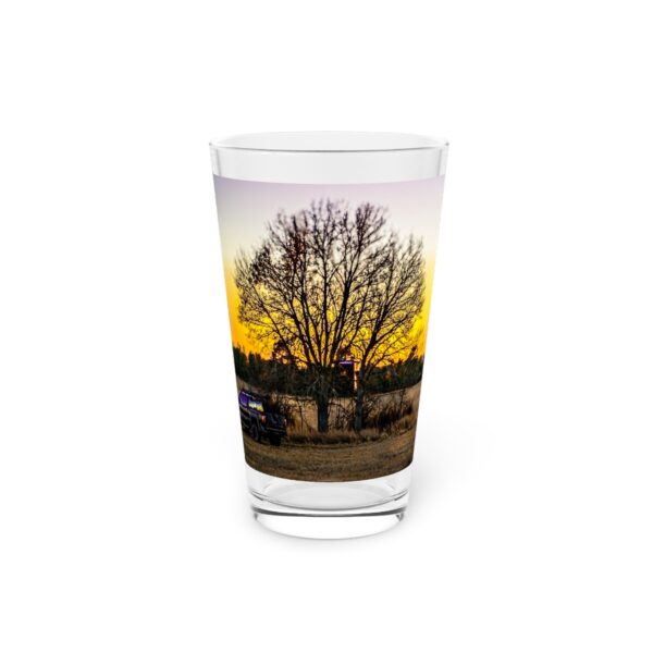 Pint Glass (16oz), Featuring LEAVING THE TREE STAND | Exclusive photography by Fevold Photography - Image 3