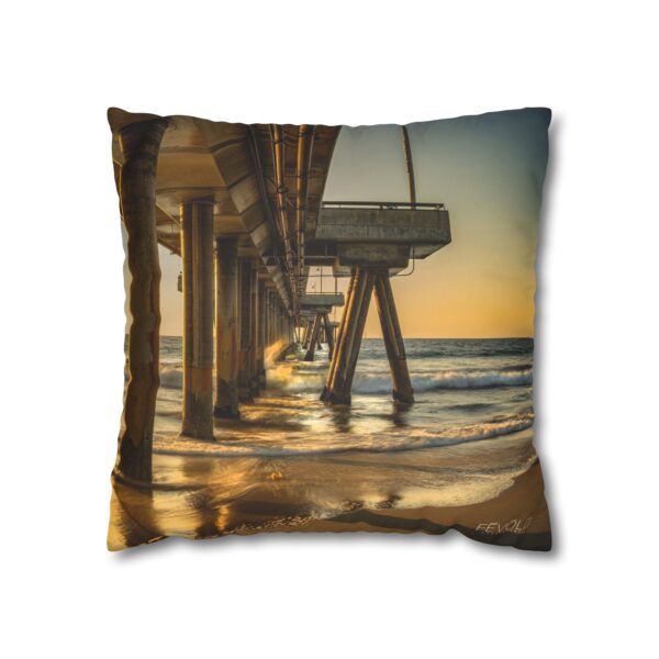 Uniquely Designed Faux Suede Square Pillowcase Featuring GOLDEN HOUR AT VENICE BEACH | Exclusive Photography by Fevold Photography - Image 9