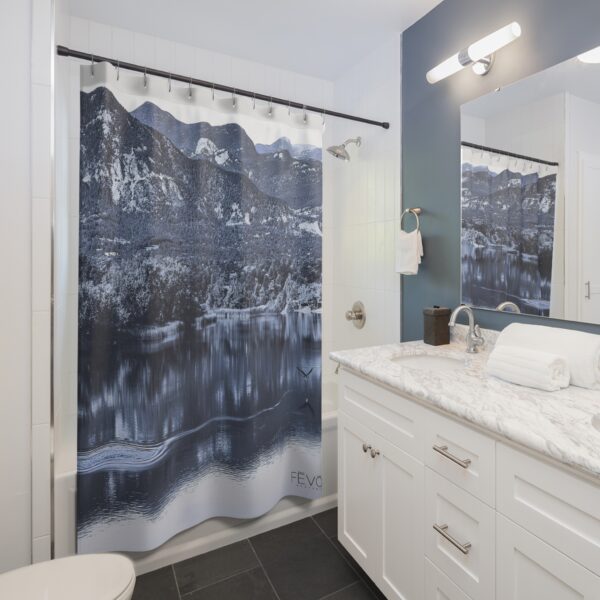 Shower Curtain featuring A TROUT TAKES FLIGHT, Exclusive Photo by Fevold Photography - Image 3