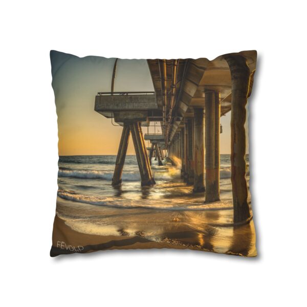 Uniquely Designed Faux Suede Square Pillowcase Featuring GOLDEN HOUR AT VENICE BEACH | Exclusive Photography by Fevold Photography - Image 11