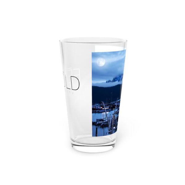 Pint Glass (16oz), Featuring MOONLIGHT OVER SEWARD | Exclusive photography by Fevold Photography - Image 4