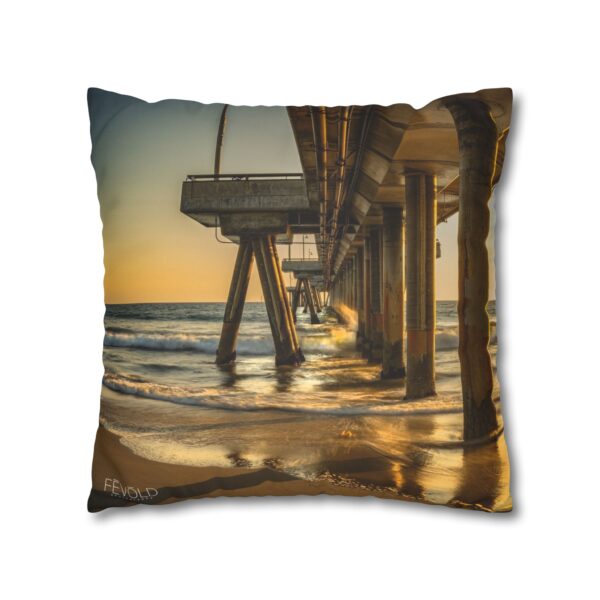 Uniquely Designed Faux Suede Square Pillowcase Featuring GOLDEN HOUR AT VENICE BEACH | Exclusive Photography by Fevold Photography - Image 15