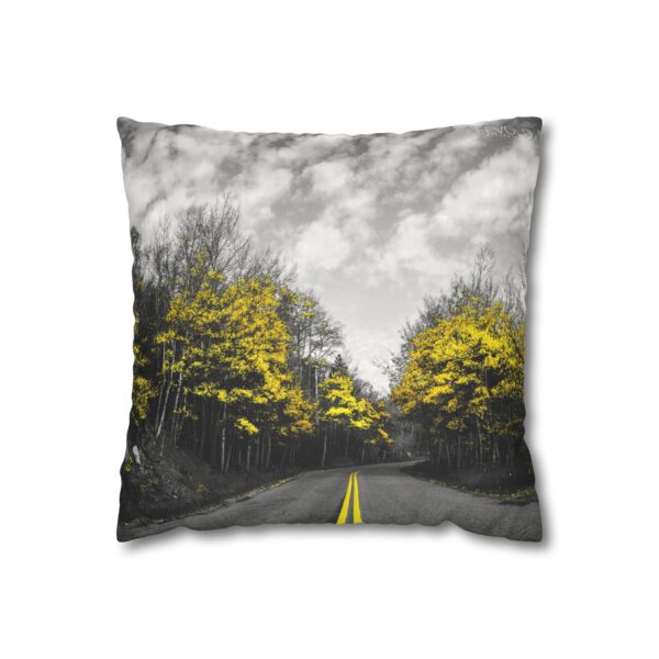 Uniquely Designed Faux Suede Square Pillowcase Featuring LAST GLIMPSE OF AUTUMN | Exclusive Photography by Fevold Photography - Image 5