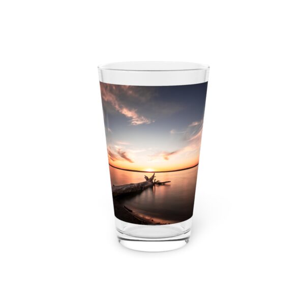 Pint Glass (16oz), Featuring DUSK AT SANDY BEACH | Exclusive photography by Fevold Photography - Image 3