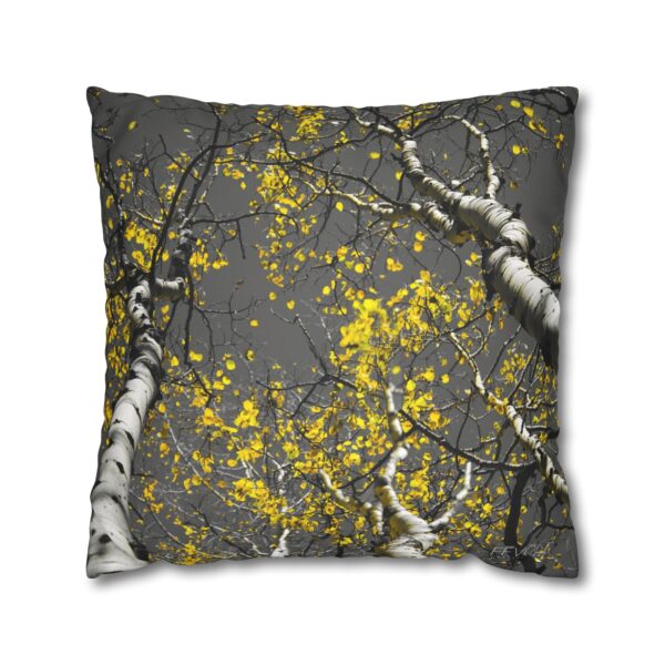 Uniquely Designed Faux Suede Square Pillowcase Featuring GOLDEN STARS OF AUTUMN | Exclusive Photography by Fevold Photography - Image 2