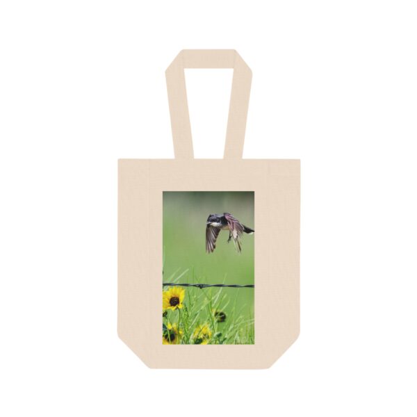 Double Wine Tote Bag featuring EASTERN KINGBIRD CHECKING OUT THE WILDFLOWERS | Exclusive Photo by Fevold Photography - Image 2