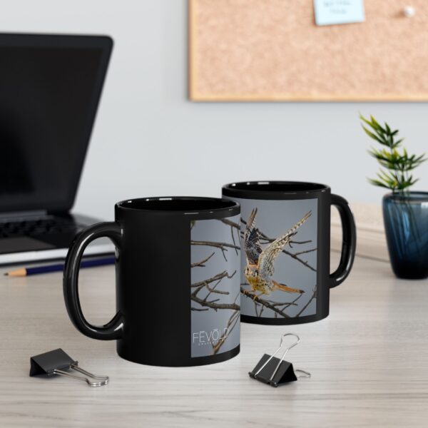 Black Mug (11oz, 15oz) Featuring AMERICAN KESTREL | Exclusive Photography by Fevold Photography - Image 2