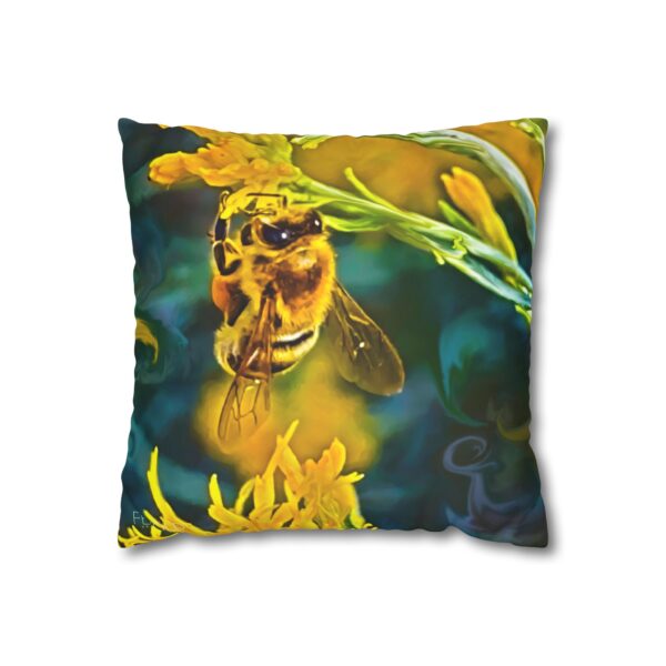 Uniquely Designed Faux Suede Square Pillowcase Featuring POLLEN SMUGGLER | Exclusive Photography by Fevold Photography - Image 5