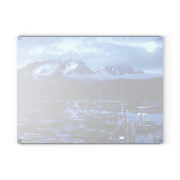 Textured, Tempered Glass Cutting Board Featuring MOONLIGHT OVER SEWARD | Exclusive Photography by Fevold Photography - Image 4